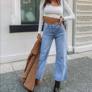 Princess Polly Cece Hammer Wide Leg Jeans, US 8